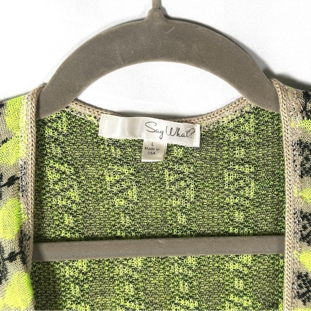 Say What? 2010s Vintage Knit Sweater Vest Neon Geometric Eclectic Grandpa M - Picture 2 of 7